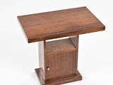 an image of a small wooden table with a drawer underneath it