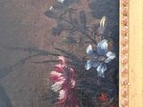 a painting of flowers in a vase on a table