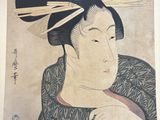 une image représentant un tableau où l'on voit une femme avec un éventail sur la tête