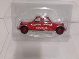 a small red car in a clear box