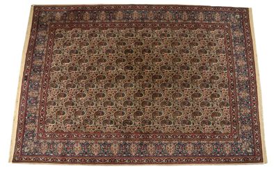 un tapis persan antique avec un motif floral sur fond blanc