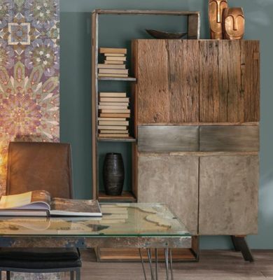 Buffet 2 portes HAYAM en bois de manguier couleur naturel et…