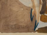 a painting of a woman sitting on a bed