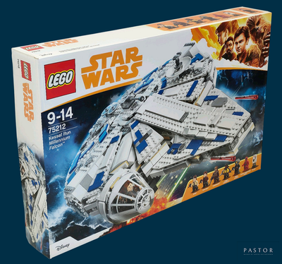 une boîte contenant des kits Lego Star Wars sur fond bleu