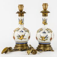 Paire de lampes de table décoratives en faïence, montées sur… (photo 5)