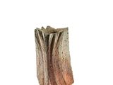 une image représentant un vase orné d'un motif marron et blanc