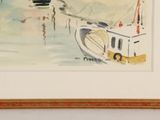 a picture of a painting of a boat in the water