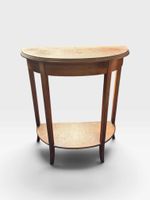 Petite console en demi-lune en noyer et incrustation de bois…