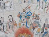 painting of a group of people sitting around a fire in a room