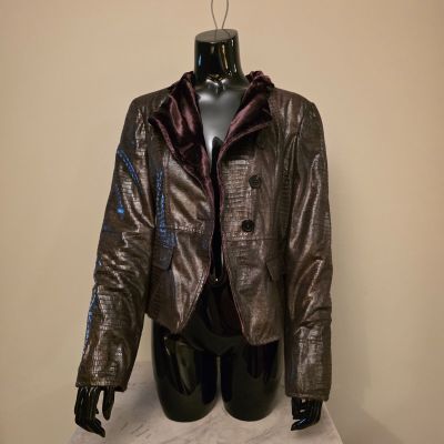 ARMANI COLLECTION Veste marron façon peau à 90 % polyester e…