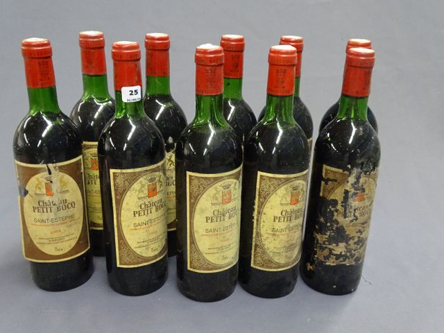 CHATEAU PETIT BOCQ : 7 bouteilles SAINT ESTEPHE, année 1982, join...