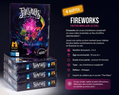 deux boîtes de feux d'artifice sont empilées l'une sur l'autre