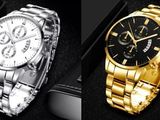 three different watches are shown in different colors and sizes