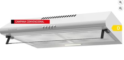 un gros plan d'une hotte de cuisine blanche équipée d'une lampe