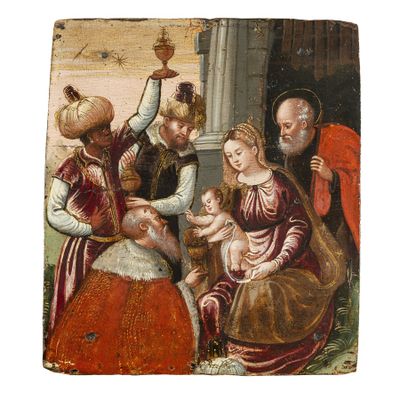 une image représentant un tableau où l'on voit un groupe de personnes avec un bébé