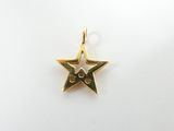 a gold star charm on a white background