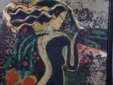 a painting of a woman holding a flower in her hand