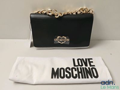 black love moschino clutch bag with gold chain strap