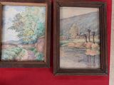 three paintings hanging on the wall next to each other