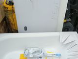 a bathtub that has been placed on a pallet
