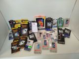 many cell phones that are sitting on a shelf