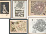 six cartes encadrées de Paris, dont une carte de la ville et une carte de la ville de Paris