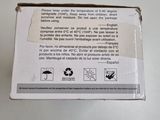 a box that has a label on it on a table