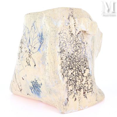 Grand panier Céramique émaillée à décor scarifié de feuillag…