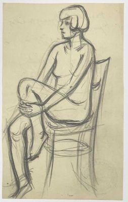l'image d'un dessin représentant une femme assise sur une chaise