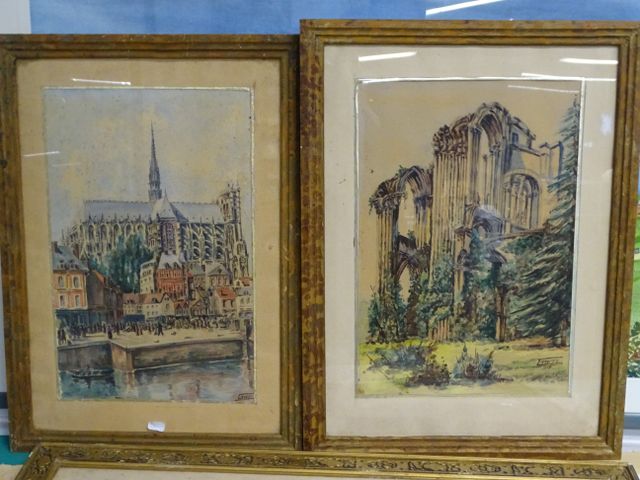 Georges GOETZ (1910-2001) – Ensemble de deux aquarelles. 39 X 25 ...