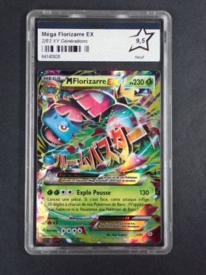 a close up of a card in a plastic holder on a table