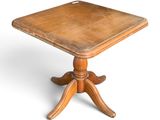an image of a wooden table with a square top on a white background