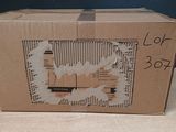 a cardboard box with a picture of a lighthouse on it