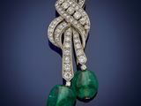 an emerald and diamond broochle, by van cleef