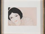 an image of a drawing of a woman with long black hair