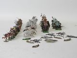 several figurines of soldiers with spears and spears on a white surface