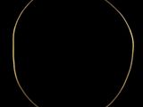 a gold necklace on a black background