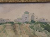 a picture of a painting of a castle on a hill