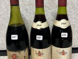 three bottles of wine are lined up on a counter top