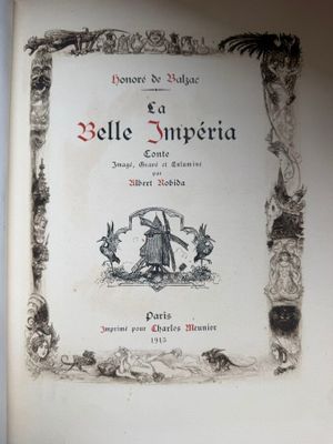 un vieux livre sur lequel figure l'image d'un homme tenant un parapluie