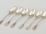 a set of six silverplated spoons