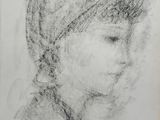 a drawing of a woman with a turban on her head