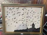 a picture of a picture of birds flying in the sky