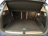 the back of a blue car with its trunk open and the door open