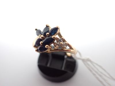 Bague en or, saphirs et pierres, poids 3,1g, TDD 55 - Photo 1