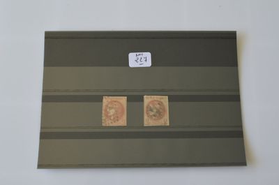Un lot de 2 timbres de France N°40B, oblitérés, cote 1.