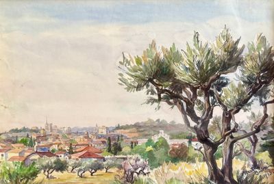 Marthe BOISSIN (XXe siècle) Vue d'Avignon, 1943