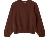 a brown sweatshirt with a long sleeves and a round neck