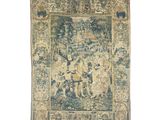 une tapisserie ancienne représentant un groupe de personnes dans un jardin