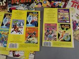 a lot of comic books on the table